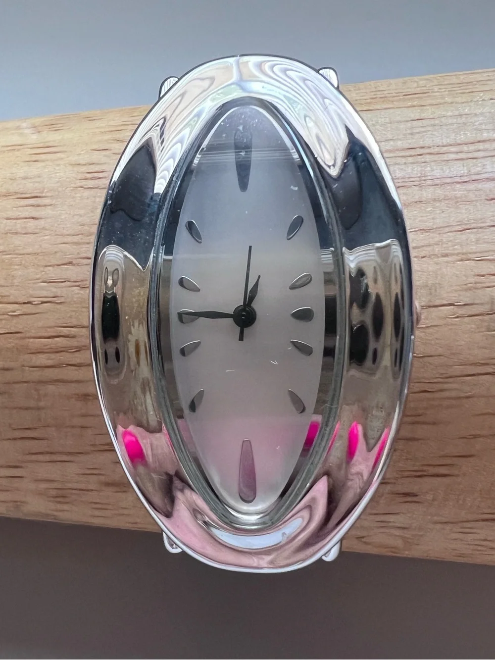 RLM Robert Lee Morris Sterling Silver Modernist Oval Watch Leather Band